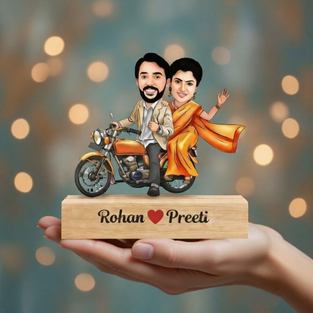 Customized Couple Caricature on Bike Riding - 4