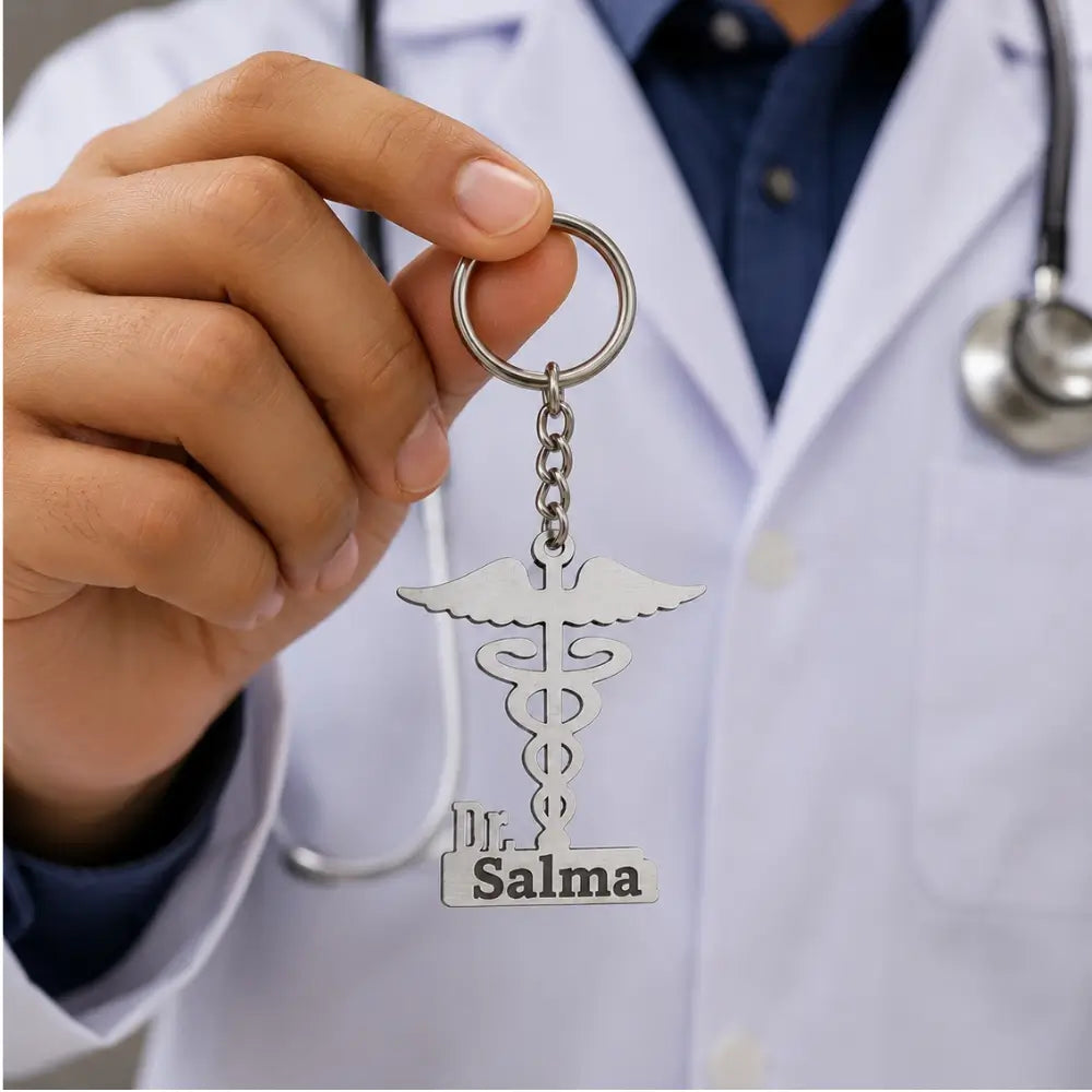 Doctor logo metal keychain With Name