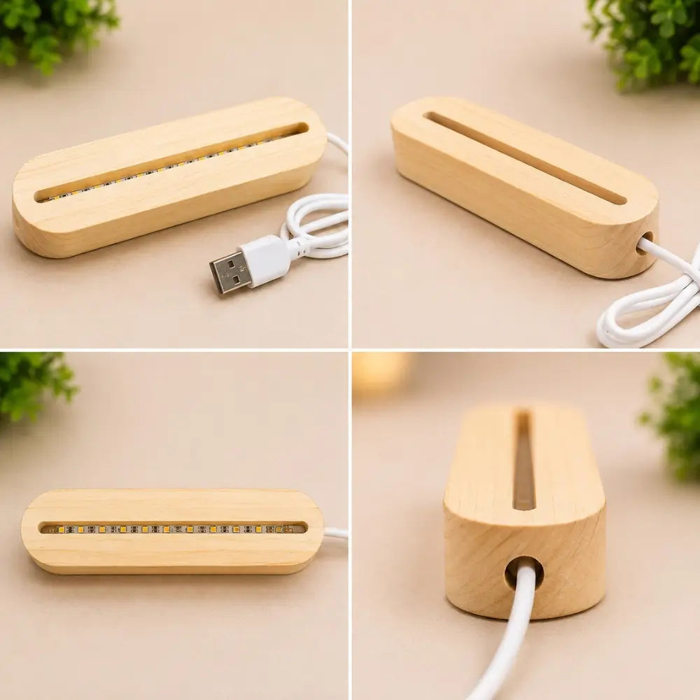 Premium Wooden USB LED Lamp Base.