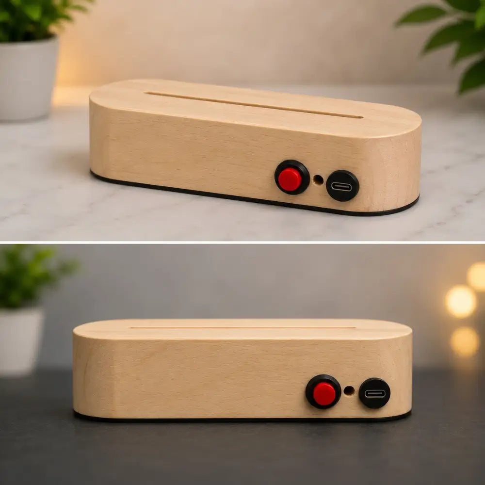Rechargeable Wooden LED Lamp Base with USB Type-C