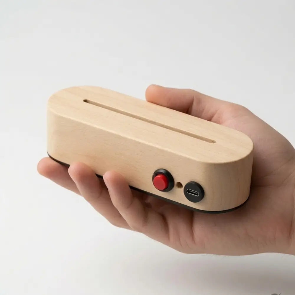 Rechargeable Wooden LED Lamp Base with USB Type-C