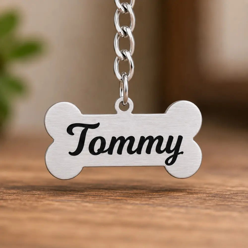 Dog Lover's Bone Shape Metal Keychain