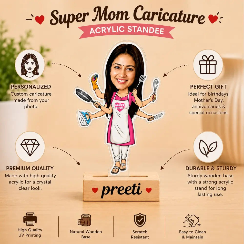 Customized Multi Tasking Super Mom Caricature