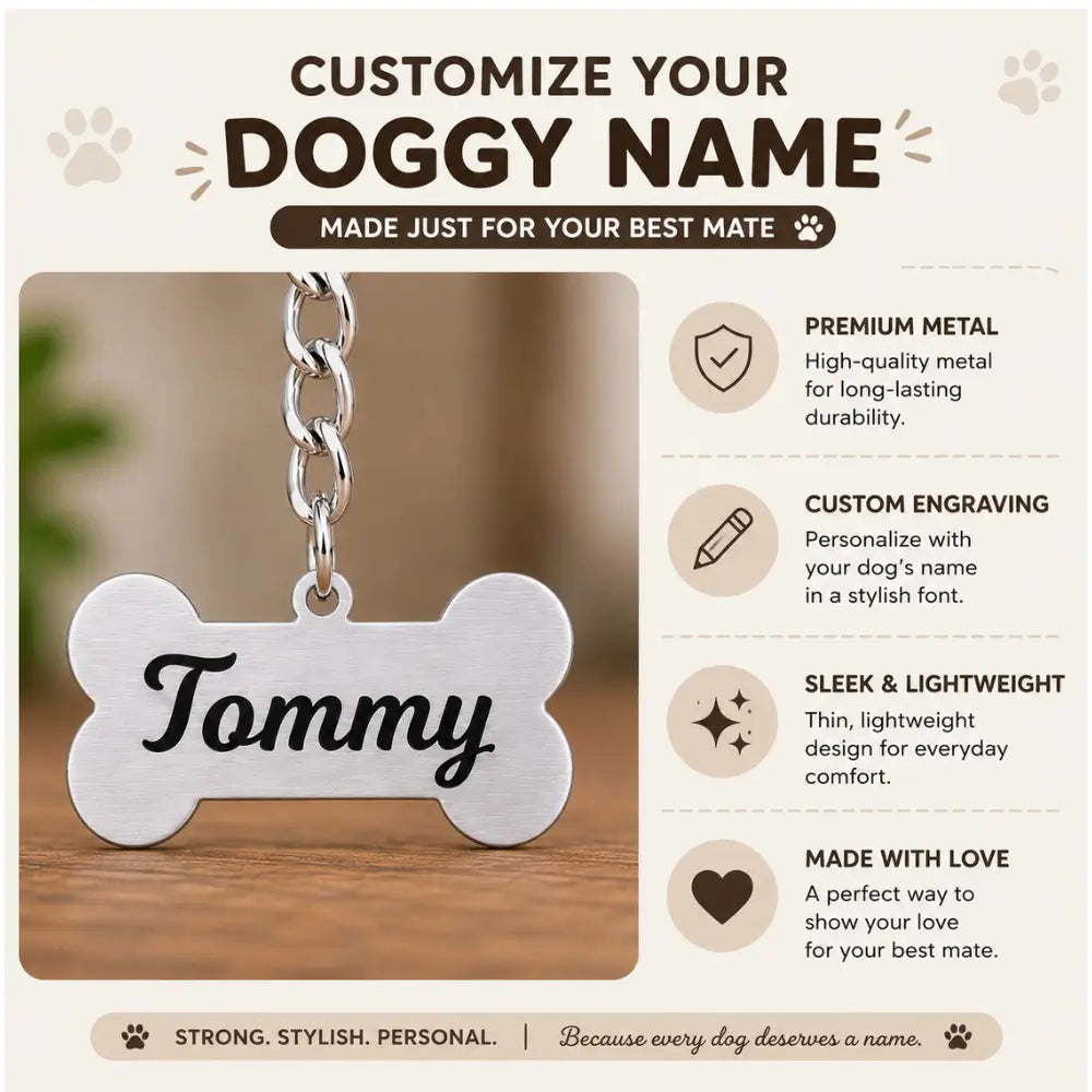 Dog Lover's Bone Shape Metal Keychain