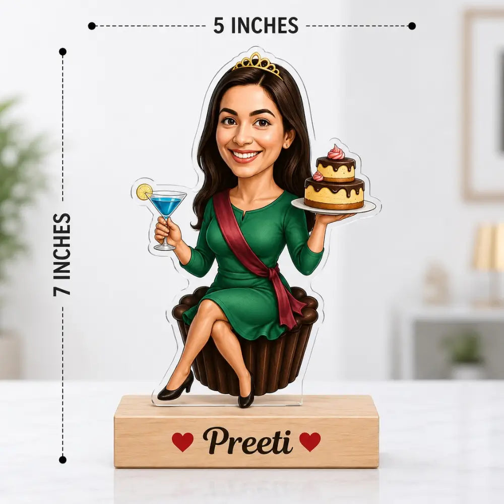 Customized Birthday Queen Caricature