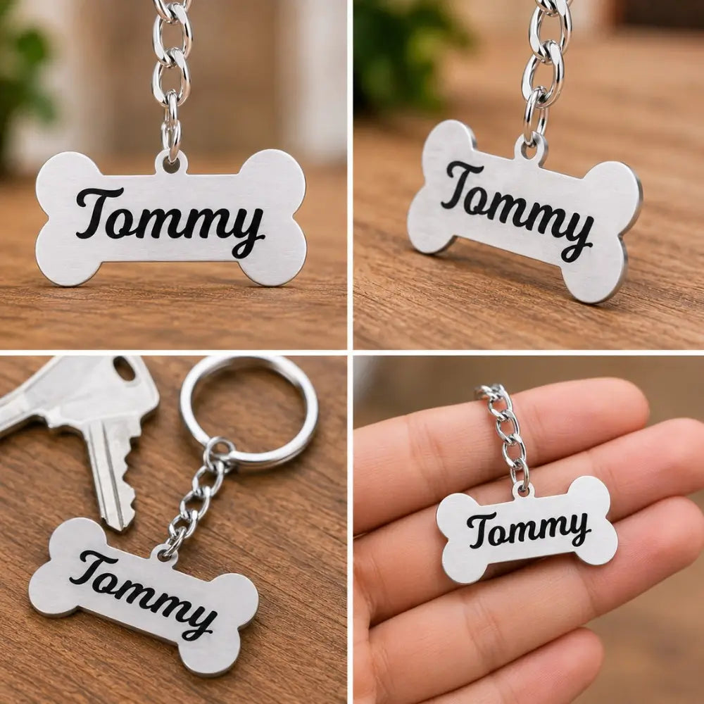 Dog Lover's Bone Shape Metal Keychain