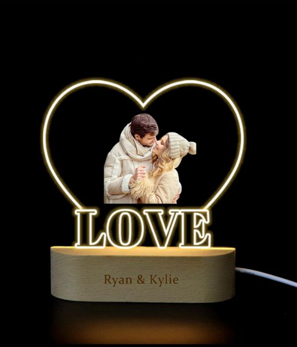 Customized 3D heart lamp with photo for couples - 2