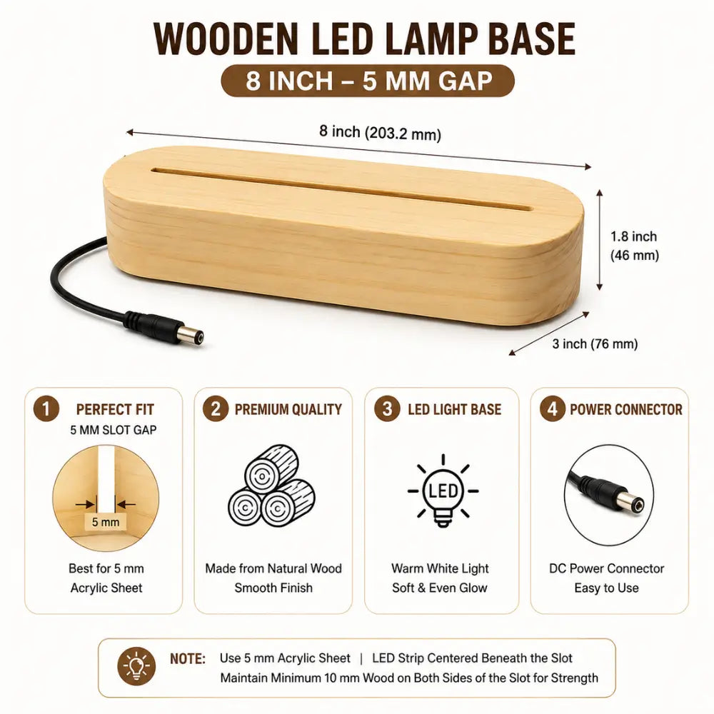 Premium Wooden LED Lamp Base