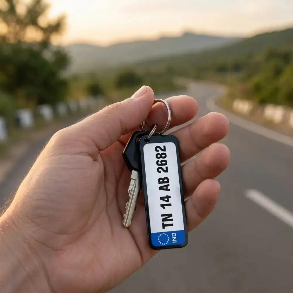 Customized Sublimation Bike & Car Number Plate Keychain
