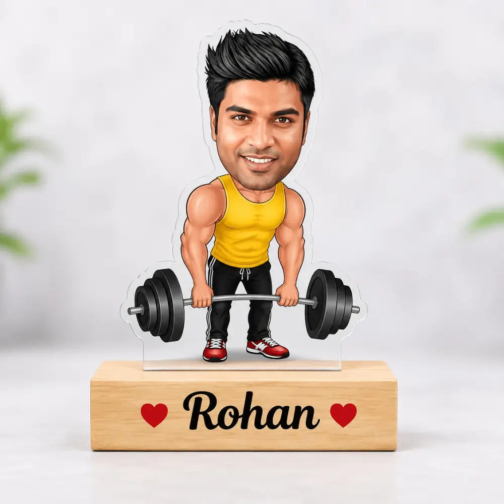 Customized Body Builder Caricature With Name And Photo