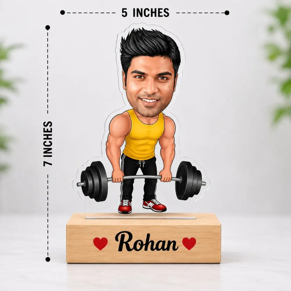 Customized Body Builder Caricature With Name And Photo