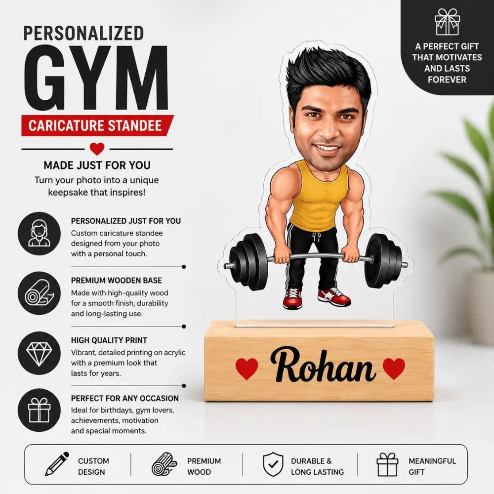 Customized Body Builder Caricature With Name And Photo