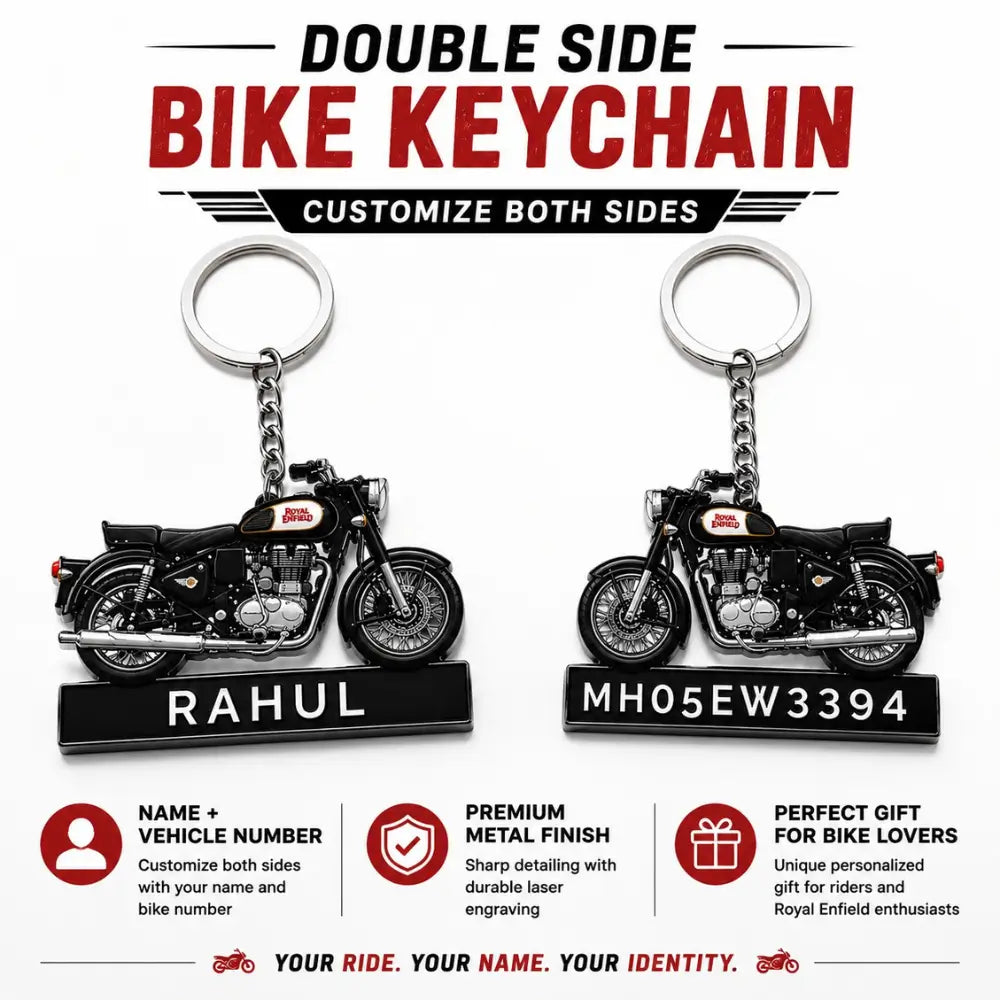 Customized Bike keychain with photo and number