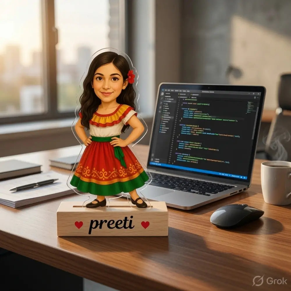 Customized Girl in frock Caricature
