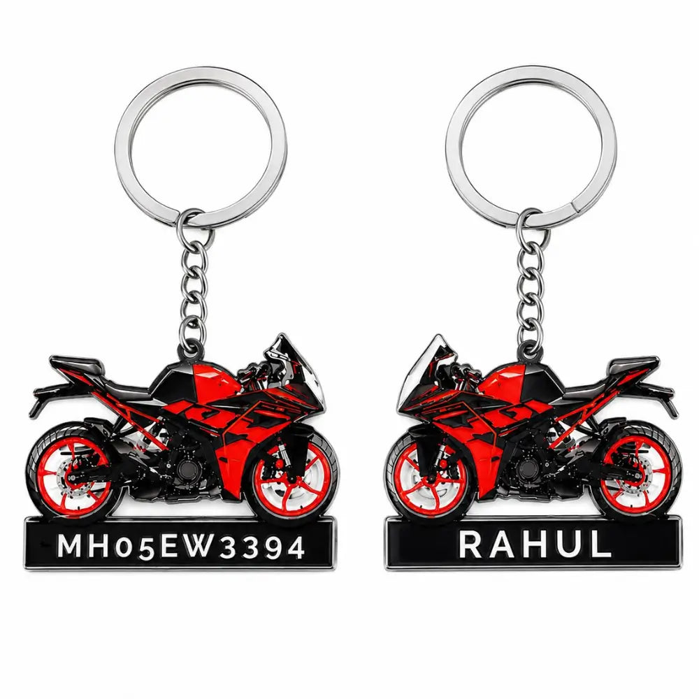 Customized Bike keychain with photo and number