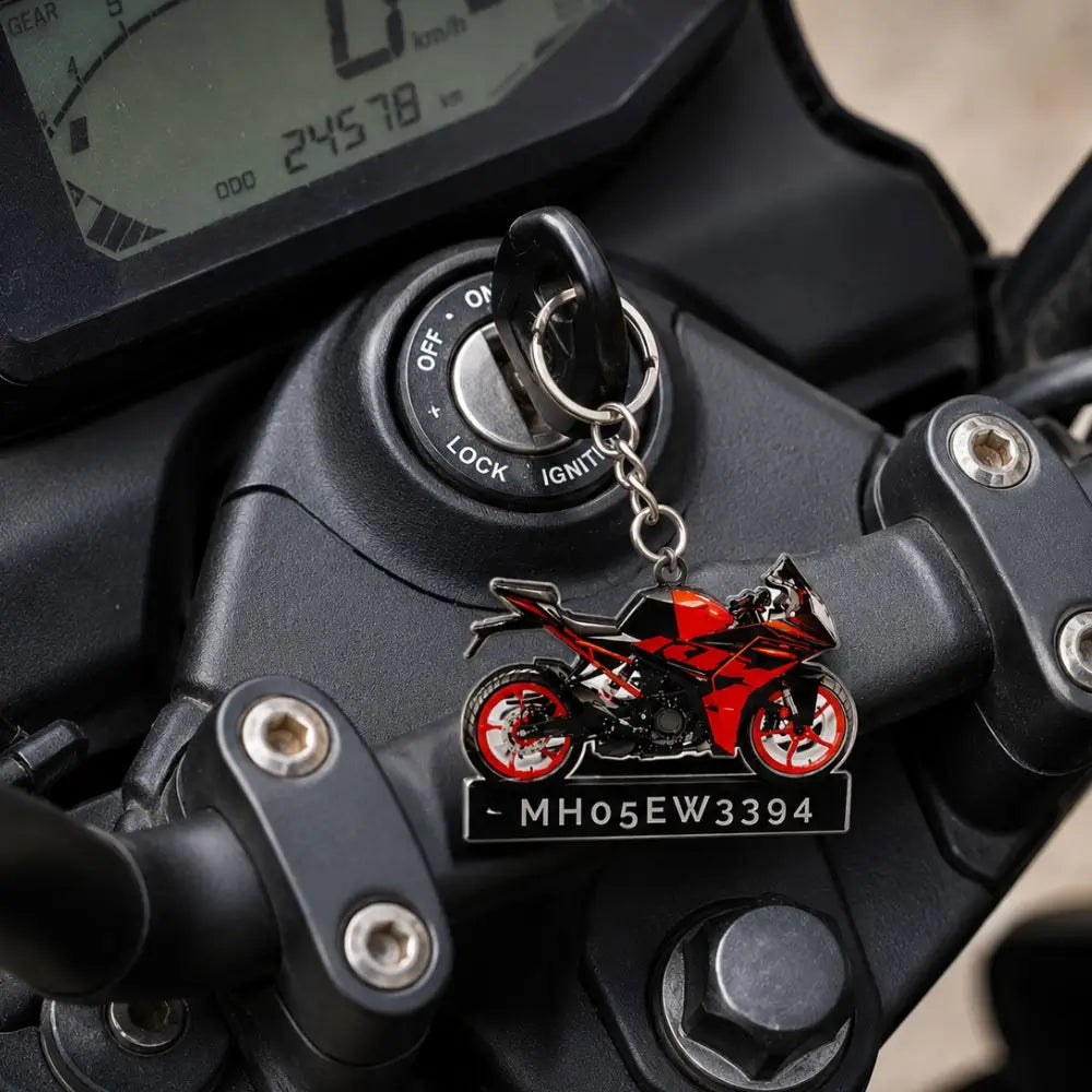 Customized Bike keychain with photo and number