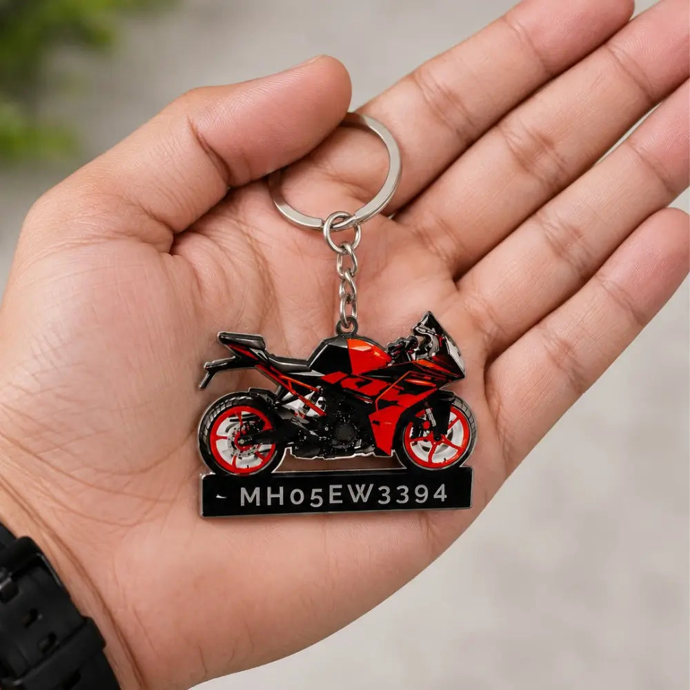 Customized Bike keychain with photo and number
