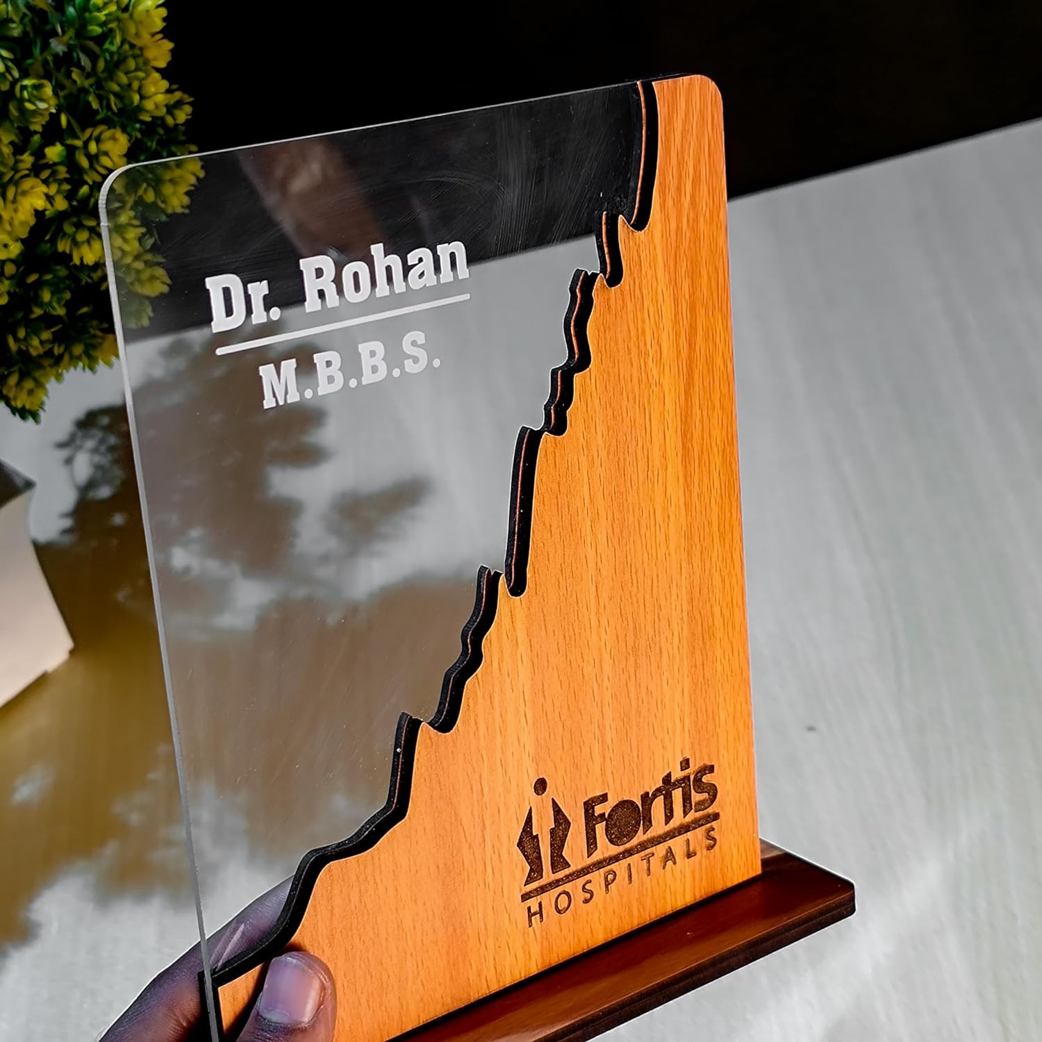 Corporate Wooden & Acrylic Name Plaque – Custom  Award - 4