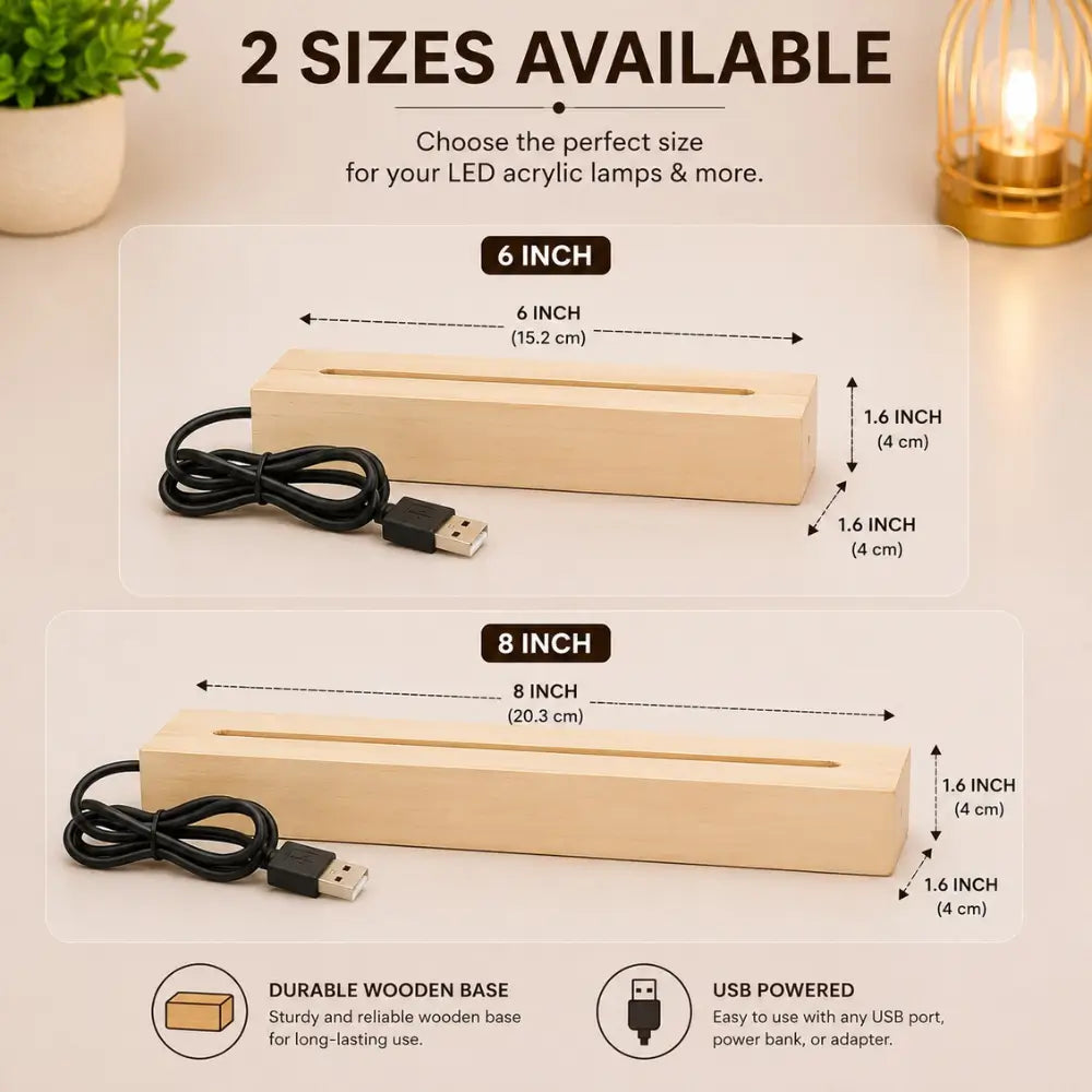 USB Wooden LED Lamp Base for Acrylic Night Lamps