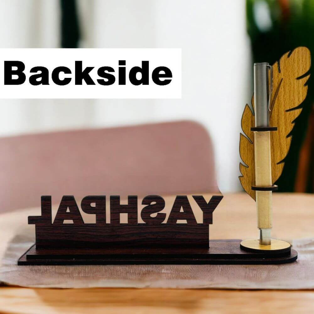 Custom Principal or Teacher Nameplate with Pen Holder - 5