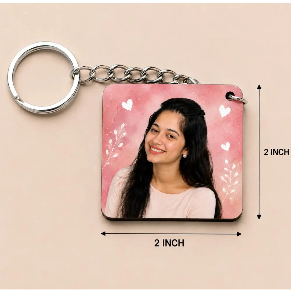 Customized Square keychain with photo Combo of 2 Keychain's