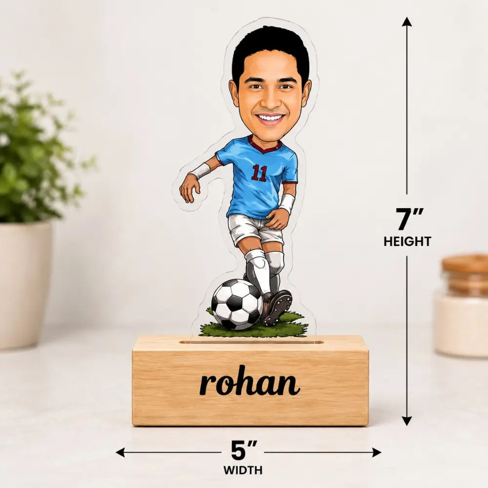Customized football playing caricature