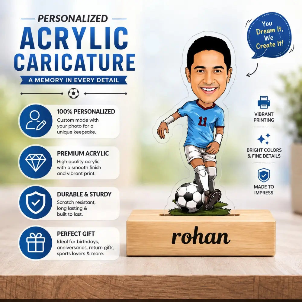 Customized football playing caricature