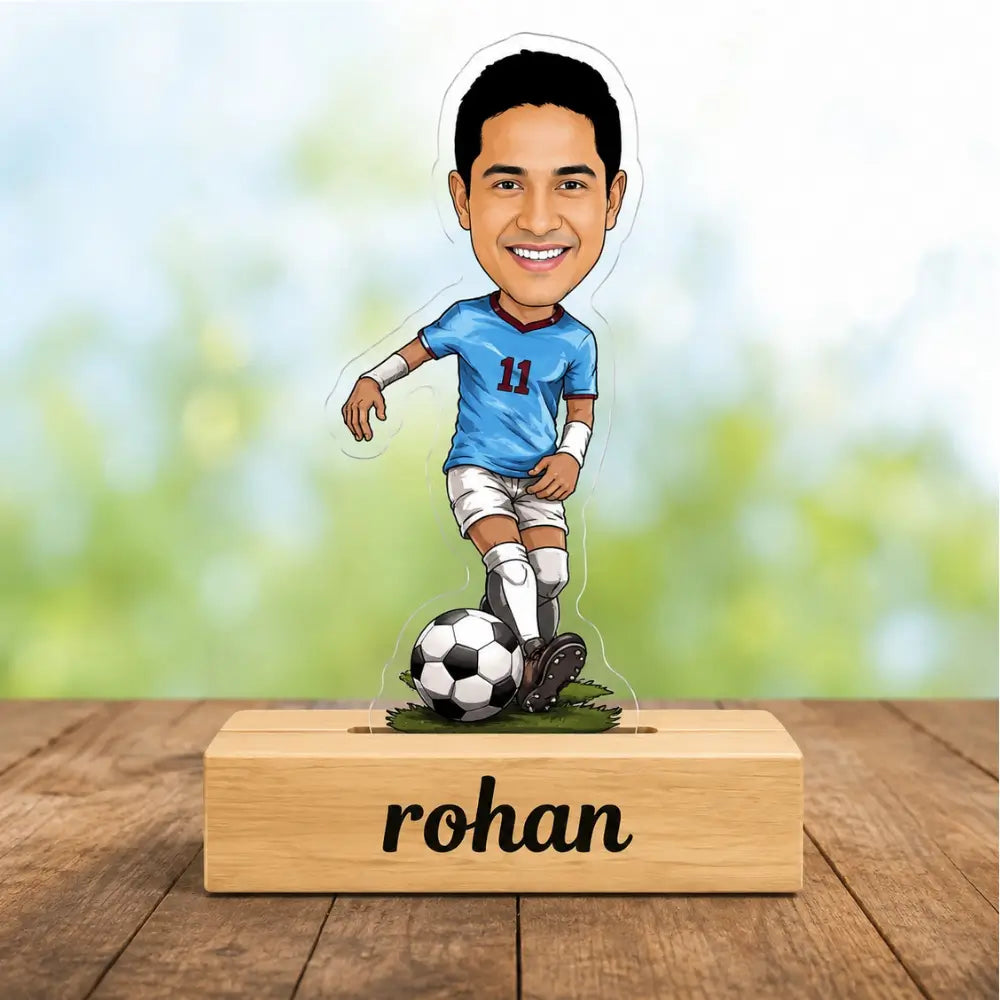 Customized football playing caricature