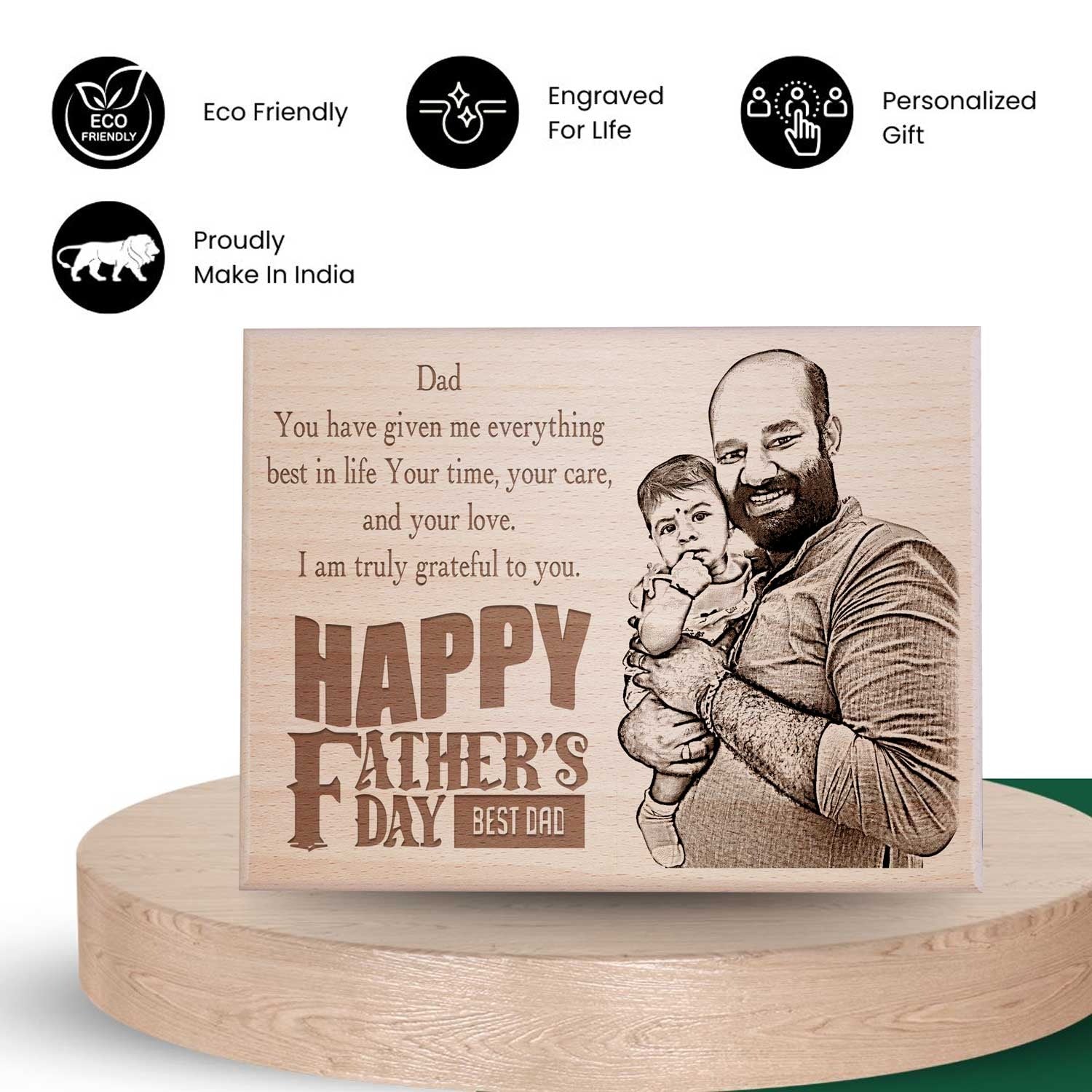 Happy Father’s Day Engraved Wooden Photo Frame - 2