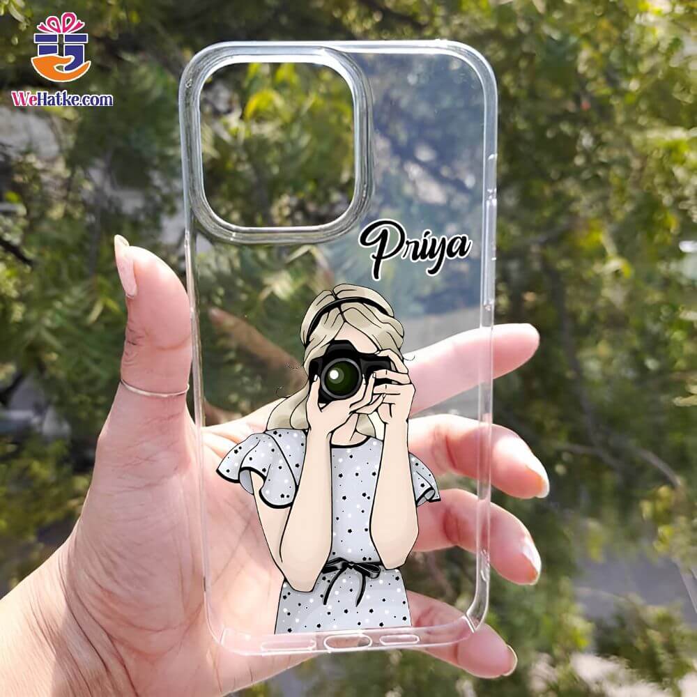 Customized Back Case Girl Clicking photo With Camera - 3