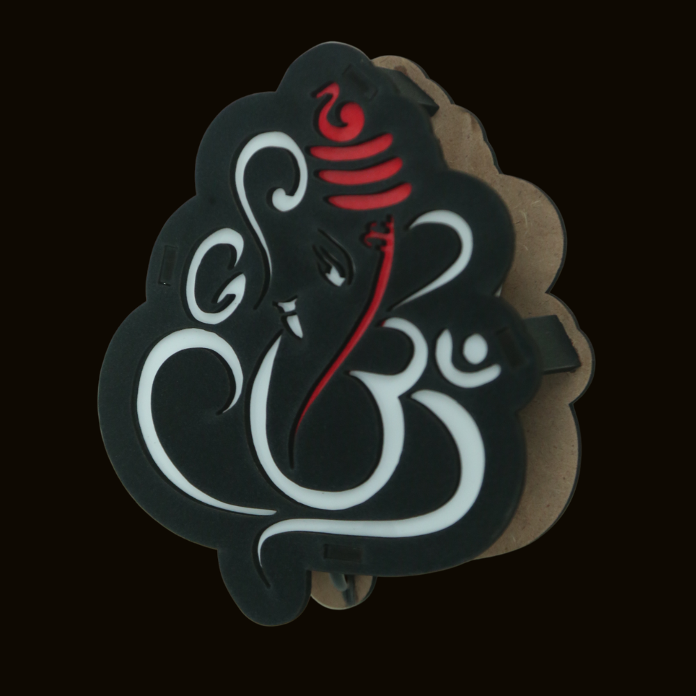 Wooden  Black Wall Lord Ganesha Shape decoration Led Light - 3