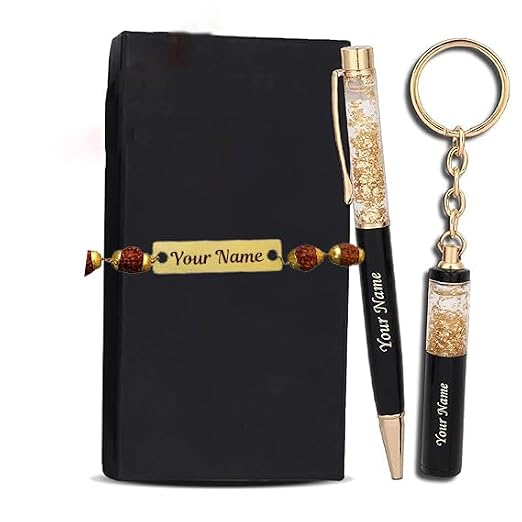 Personalized Gift Set with Diary, Pen, Keychain & Name Bracelet