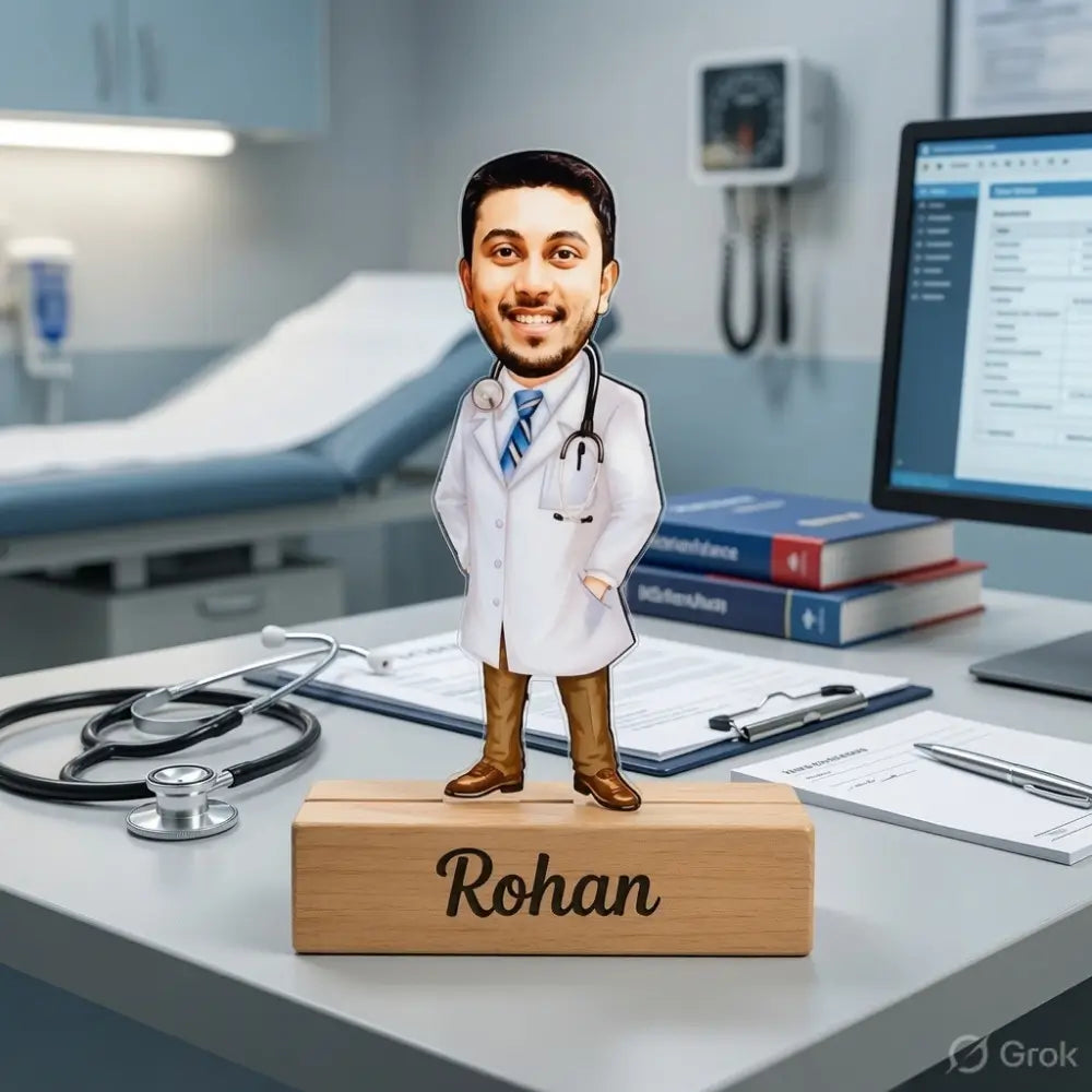 Customized Doctor Caricature With Name And Photo