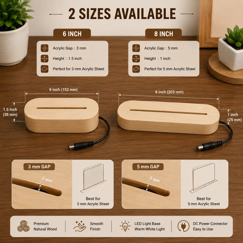 Premium Wooden LED Lamp Base