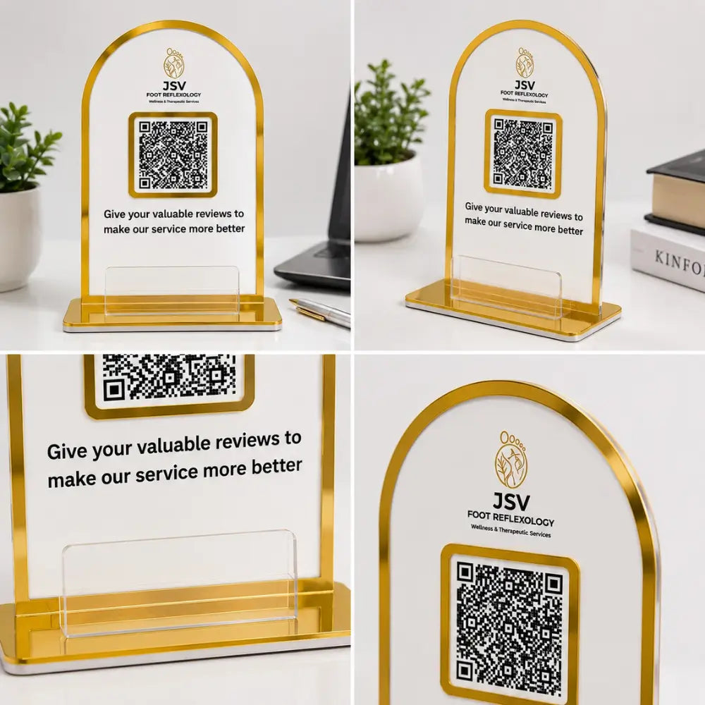 Custom Acrylic QR Code Stand with Card Holder