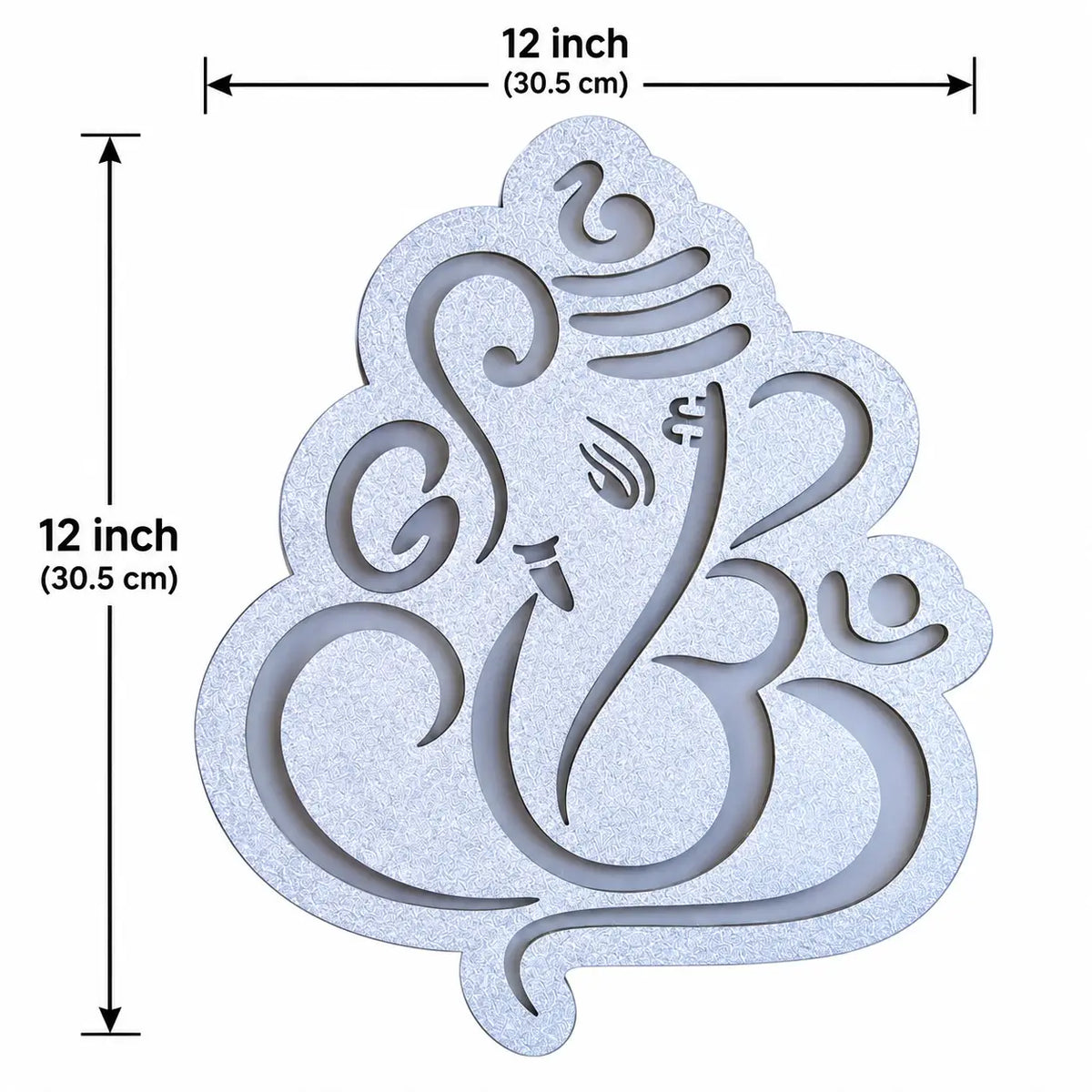 Wooden Lord Ganesha Shaped Silver Wall Decoration Led Light .
