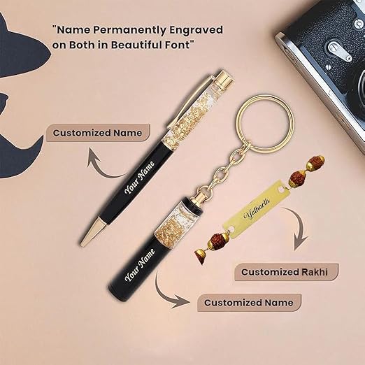 Personalized Gift Set with Diary, Pen, Keychain & Name Bracelet