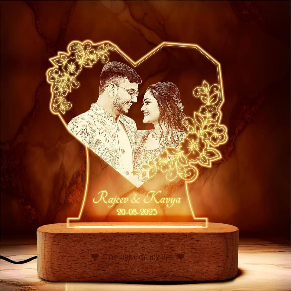 Heart Glow Personalized LED Couple Photo Lamp - 2