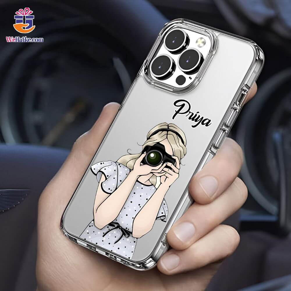 Customized Back Case Girl Clicking photo With Camera - 2
