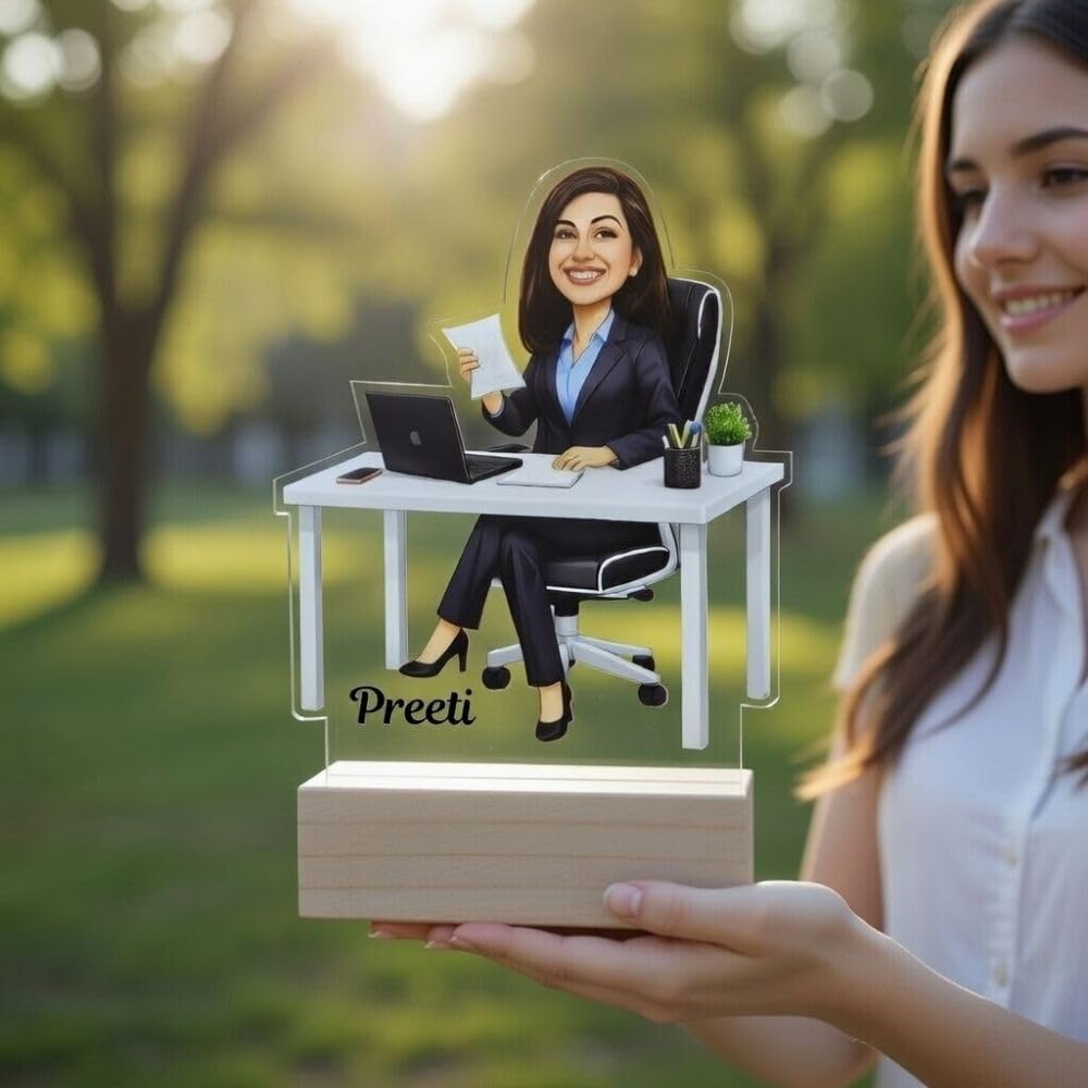 Office Girl Desk Caricature - 5