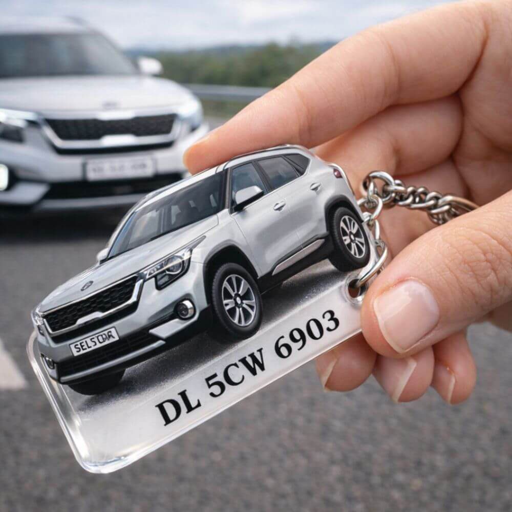 Personalized Car Photo Resin Keychain - 4