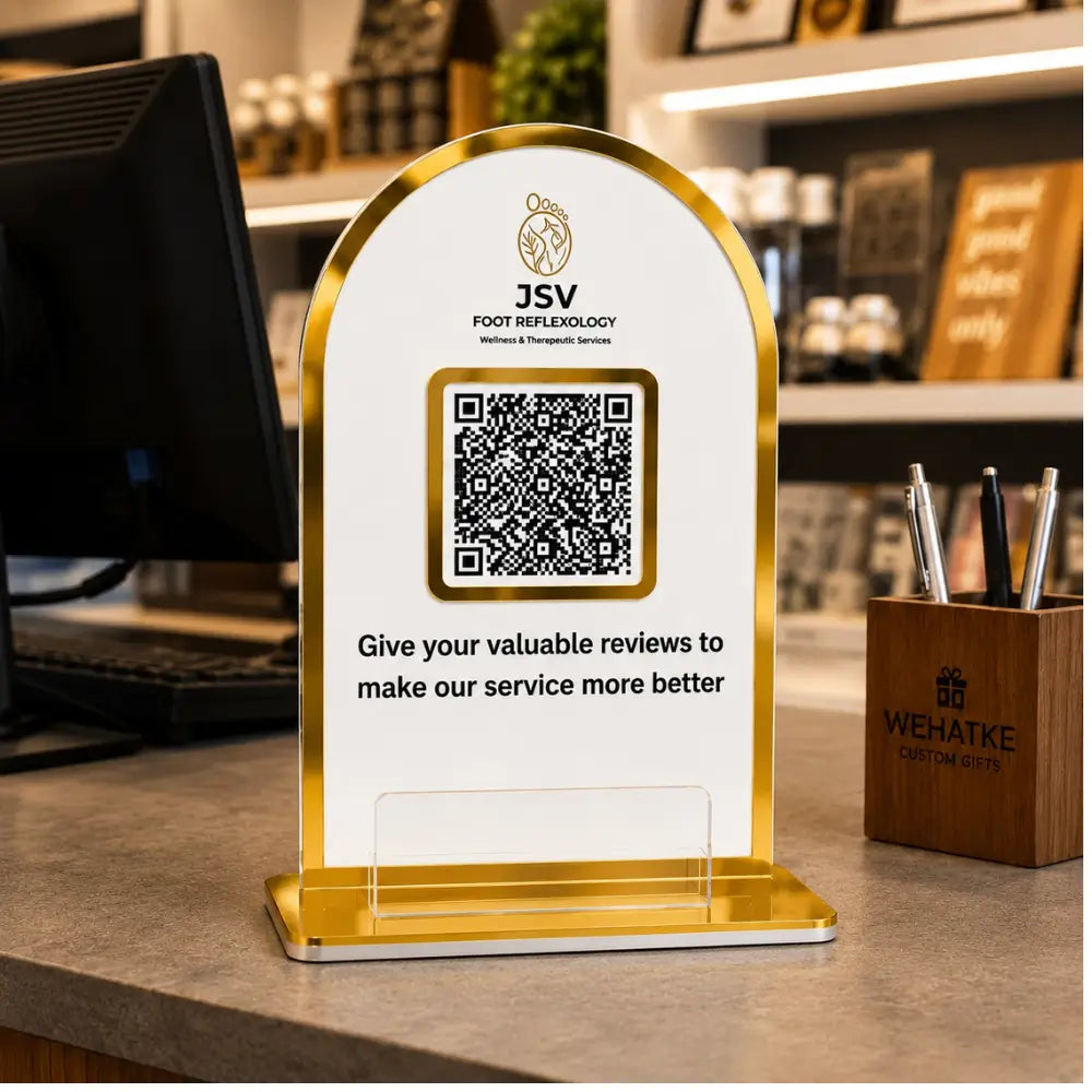 Custom Acrylic QR Code Stand with Card Holder