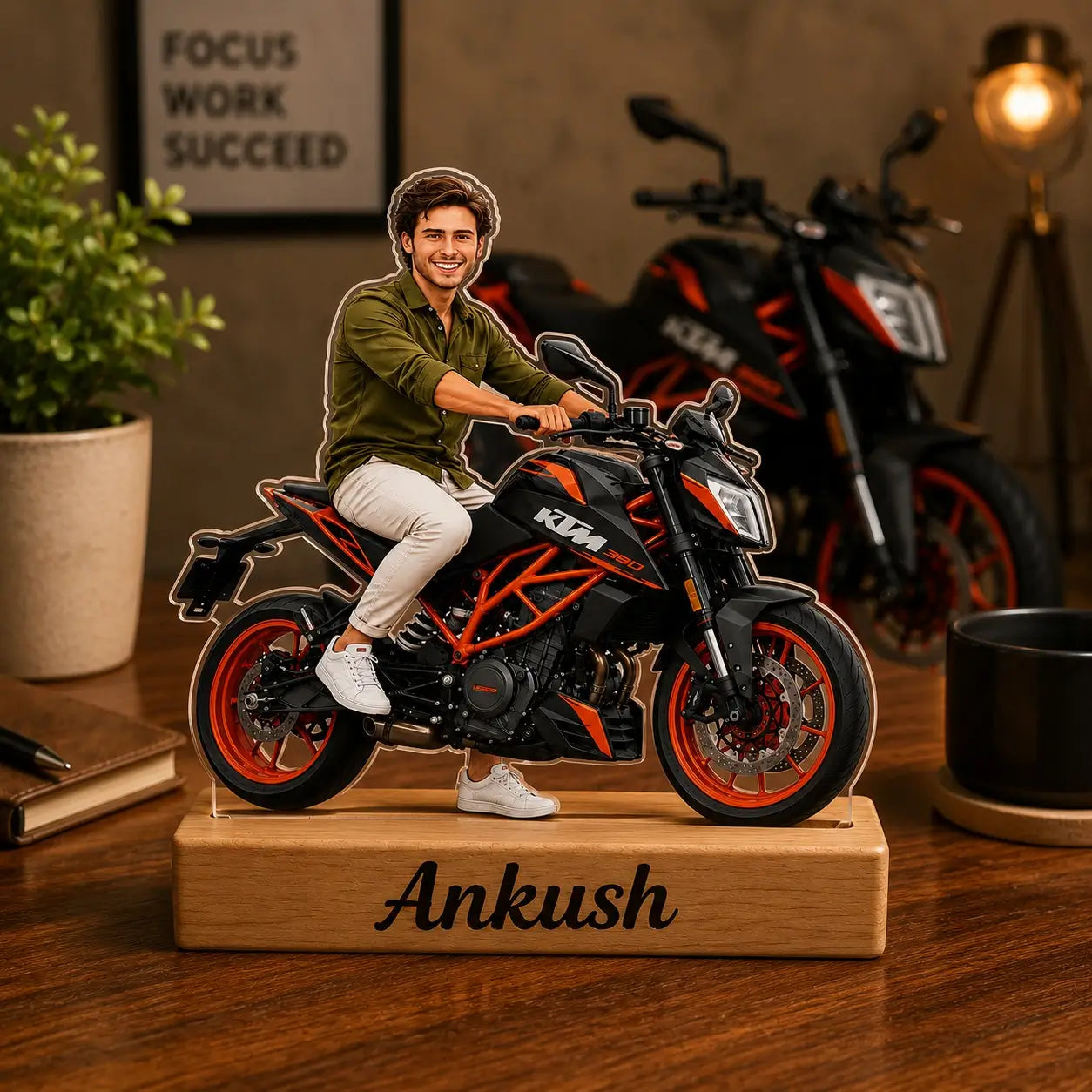 Personalized Bike Caricature Standee | Custom Photo, Bike & Name