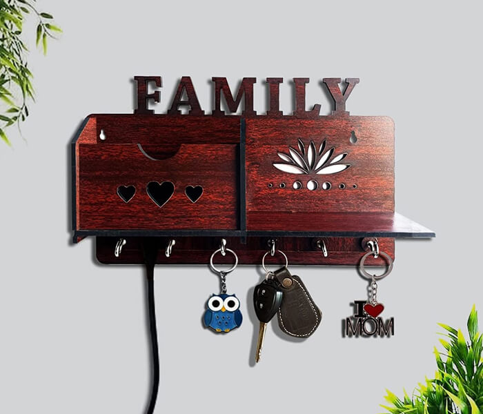 Wooden Keyholder & Mobile Holder for Home & Office Purpose, Attractive Key Stand - 3