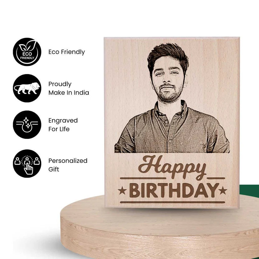 Personalized Wooden Birthday Photo Frame for Brother |