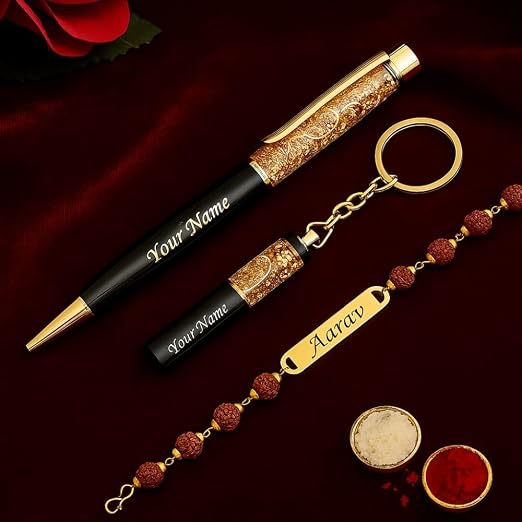 Personalized Gift Set with Diary, Pen, Keychain & Name Bracelet