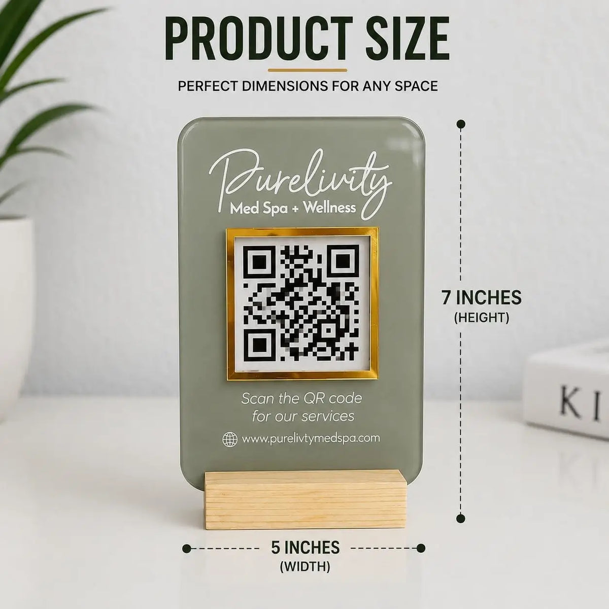 Customized QR Code Display Stand with Wooden Base |