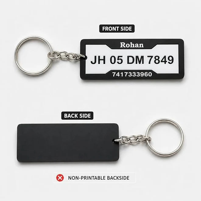 Customized Sublimation Bike & Car Number Plate Keychain With Photo