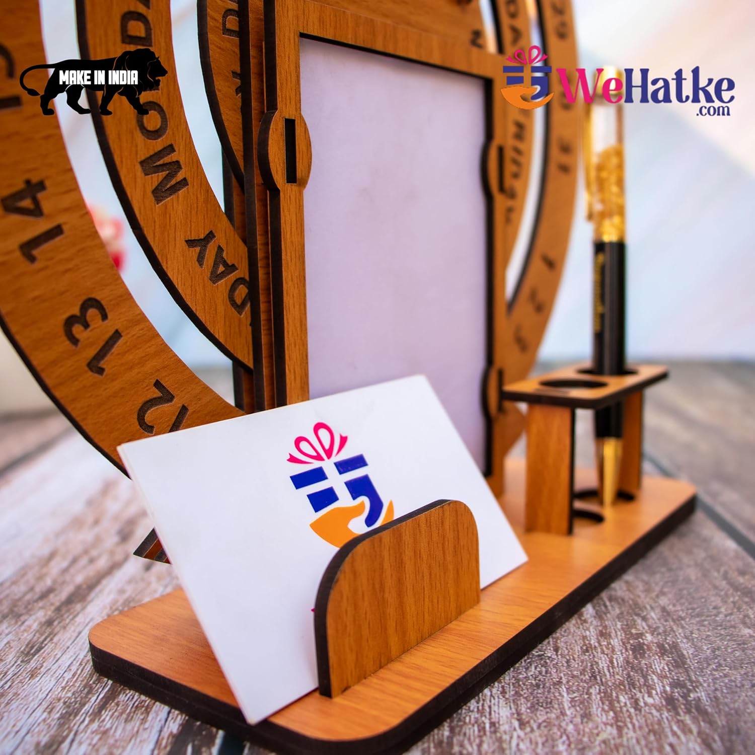 Corporate Wooden Perpetual Calendar with Photo Frame & Pen Holder - 2