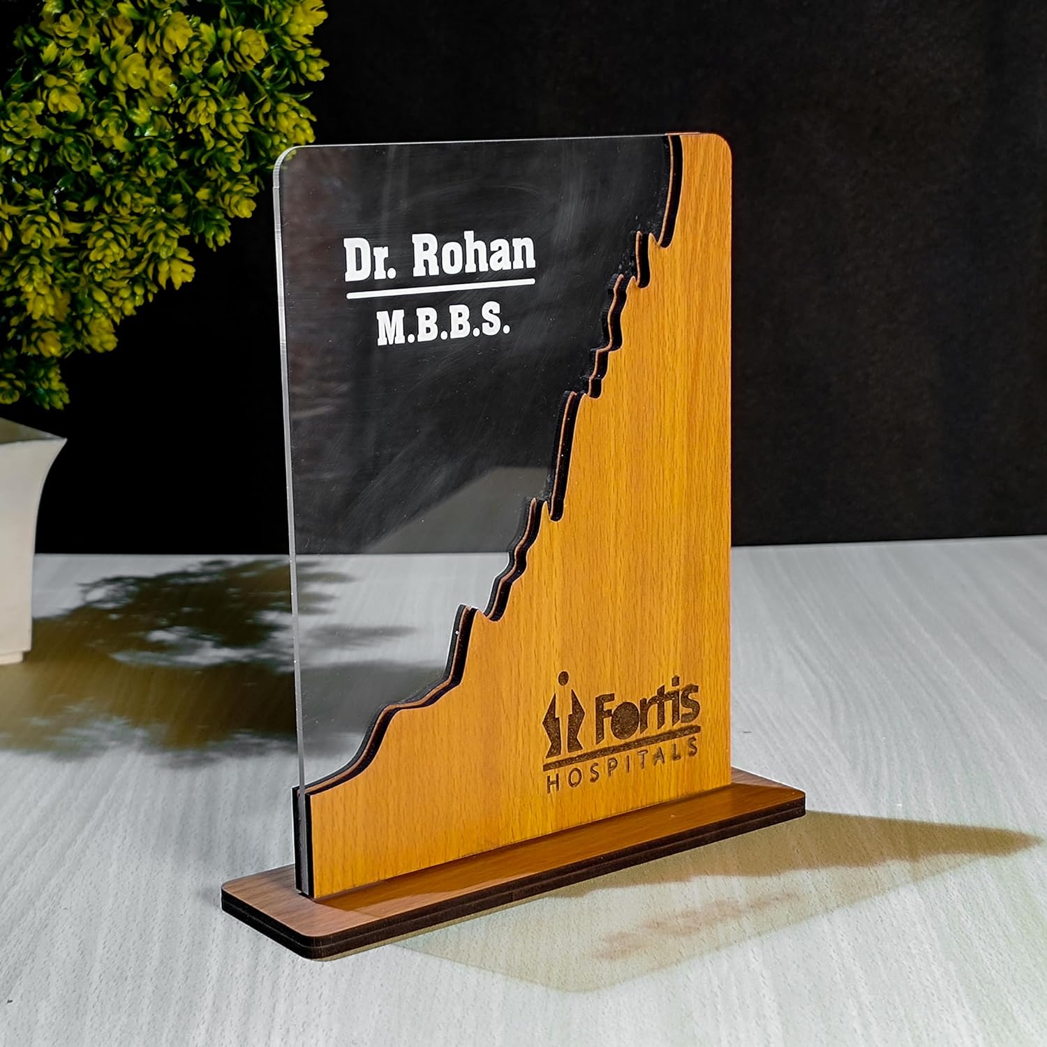 Corporate Wooden & Acrylic Name Plaque – Custom  Award - 3